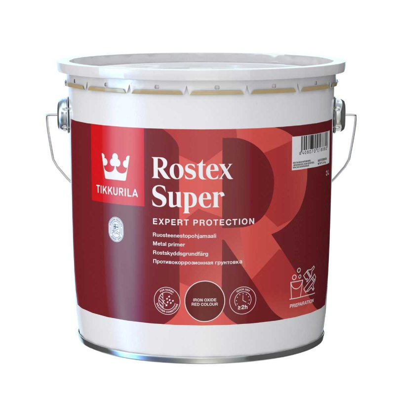 Grund alchidic anticoroziv Tikkurila Rostex Super oxid-roșu 3L