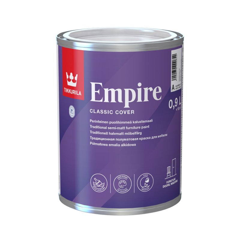 Vopsea alchidică pentru mobilă Tikkurila Empire Furniture (baza A) 0,9L