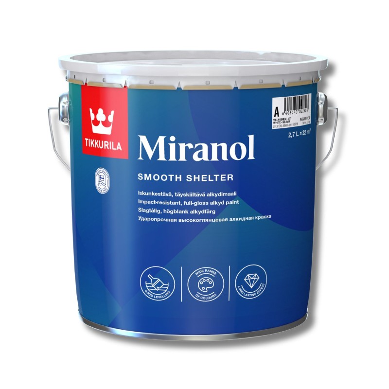 Vopsea alchidică super luciu Tikkurila Miranol (baza A) 2,7L