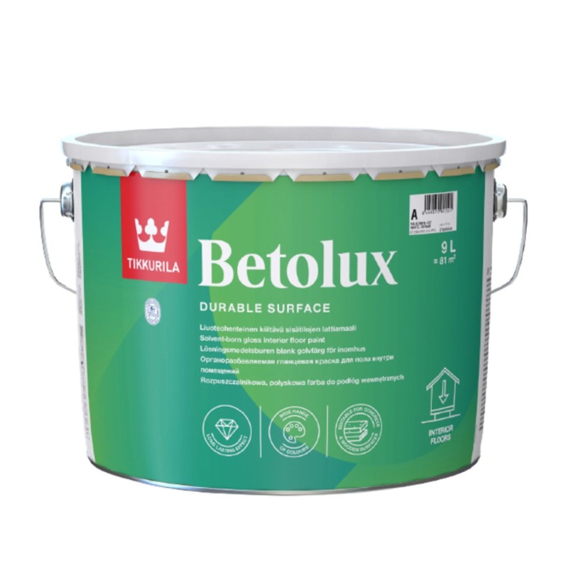 Краска интерьерная для полов (бетон/дерево) Tikkurila Betolux (база A), глянецевая 9л