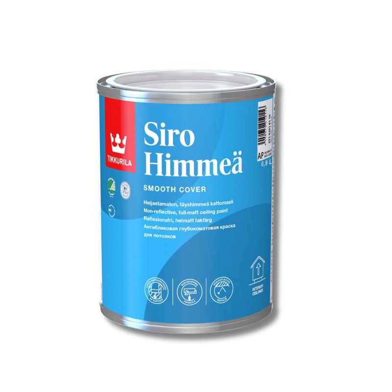 Краска интерьерная для потолков антиблик Tikkurila Siro Himmea совершенно матовая (база AP), 0,9л