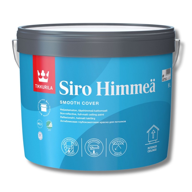 Краска интерьерная для потолков антиблик Tikkurila Siro Himmea совершенно матовая (база AP), 9л