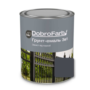 Грунт-эмаль DobroFarb  3 в 1 графитно-серая RAL 7024 0,8 кг