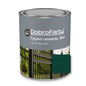 Грунт-эмаль DobroFarb 3 в 1 зеленая RAL 6005 0,8 кг