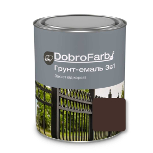 Грунт-эмаль DobroFarb 3 в 1 шоколадно-коричневая RAL 8017 0,8 кг