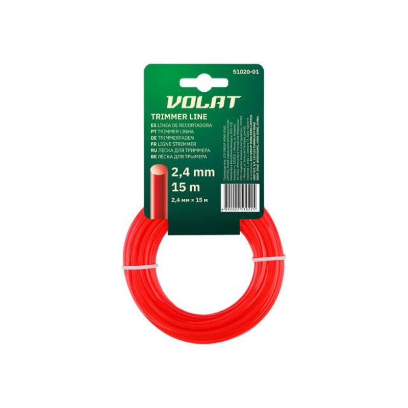 Леска для триммера 2,4мм х 15м круглое сечение Волат