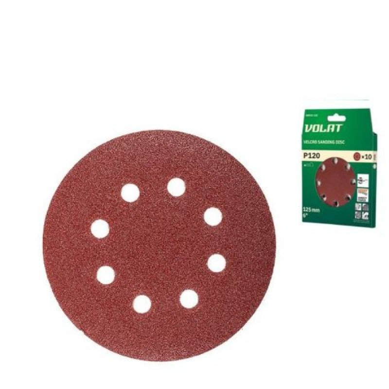 Roată abrazivă 125mm Р120 pentru lemn 8 găuri 10buc. Volat