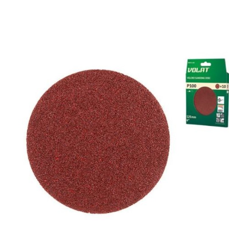 Шлифлист 125 мм круг Р100 для дерева, 10 шт., Волат (круг абразивный шлифовальный)
