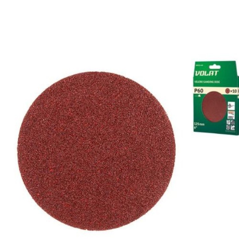 Шлифлист 125 мм круг Р 60 для дерева, 10 шт., Волат (круг абразивный шлифовальный)