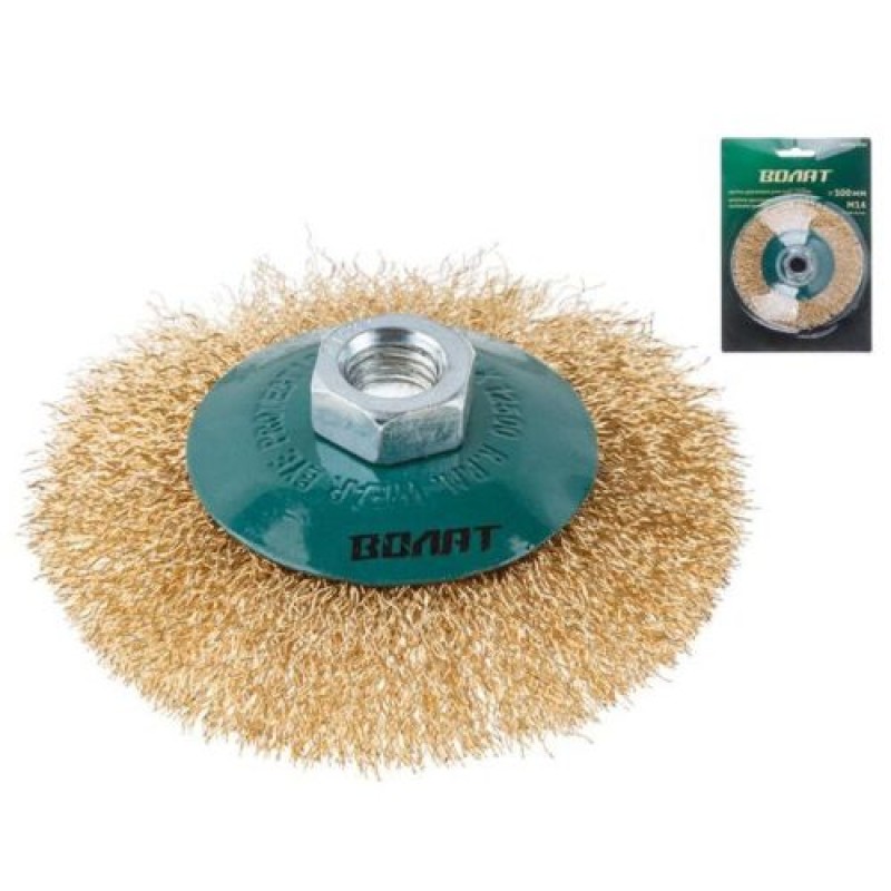 Щетка дисковая гофрированная 100 мм/M14 Волат (для УШМ, тарелка, торцевая крацовка)