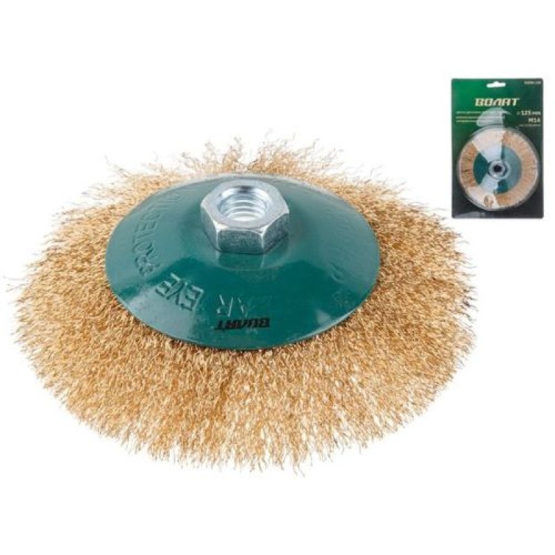 Щетка дисковая гофрированная 125 мм/M14 Волат (для УШМ, тарелка, торцевая крацовка)