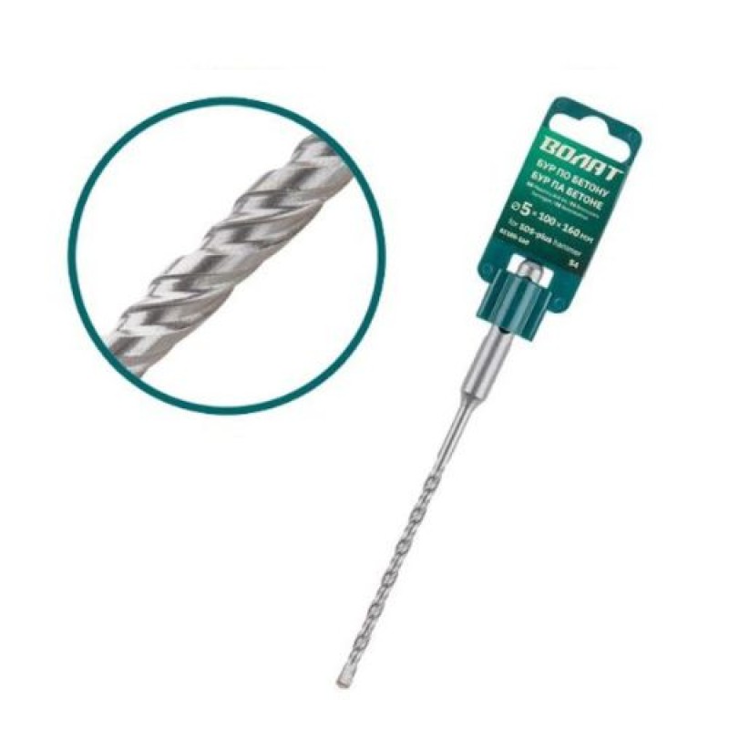 Бур (сверло) 5х100х160 мм SDS-plus S4 Волат (бур по бетону)