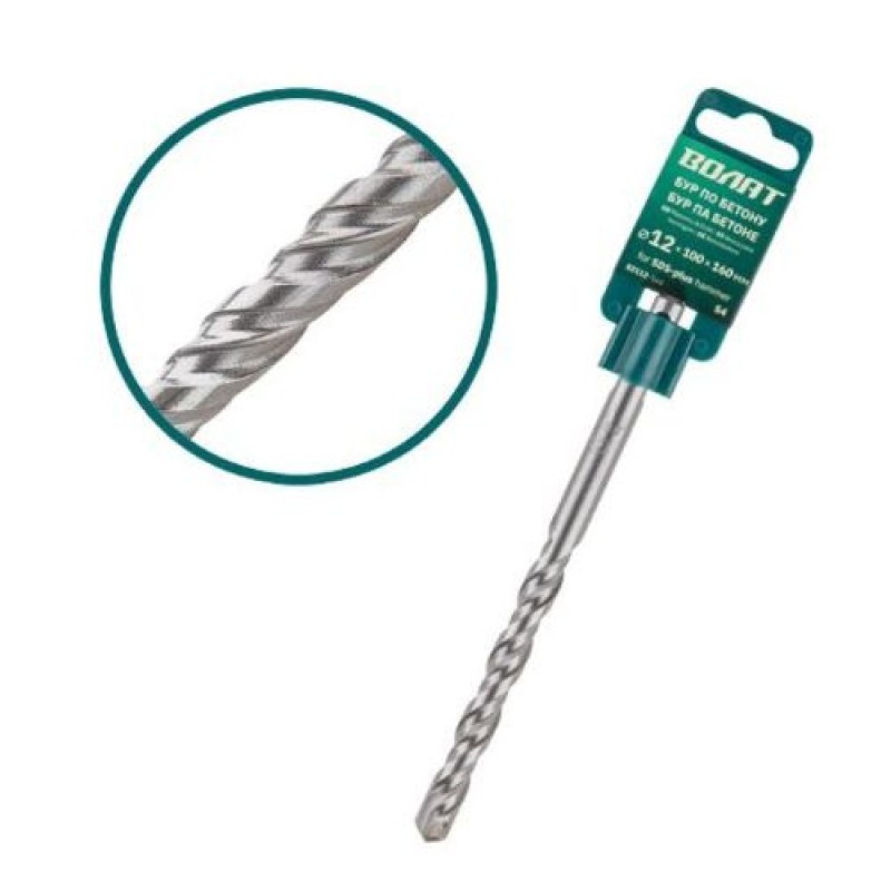 Бур (сверло) 12х100х160 мм SDS-plus S4 Волат (бур по бетону)