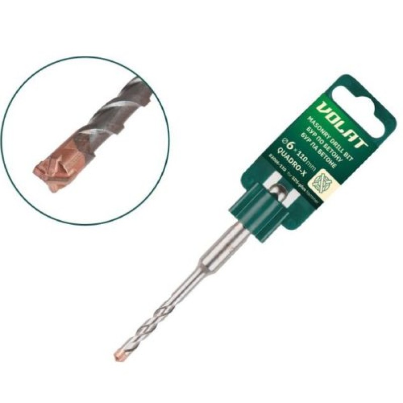 Бур (сверло) 6х50х110 мм SDS-plus QUADRO-X Волат (бур по бетону, крестовая пластина)