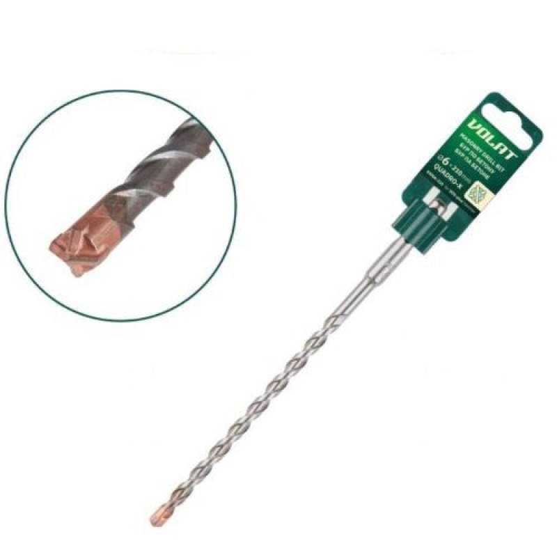 Бур (сверло) 6х150х210 мм SDS-plus QUADRO-X Волат (бур по бетону, крестовая пластина)