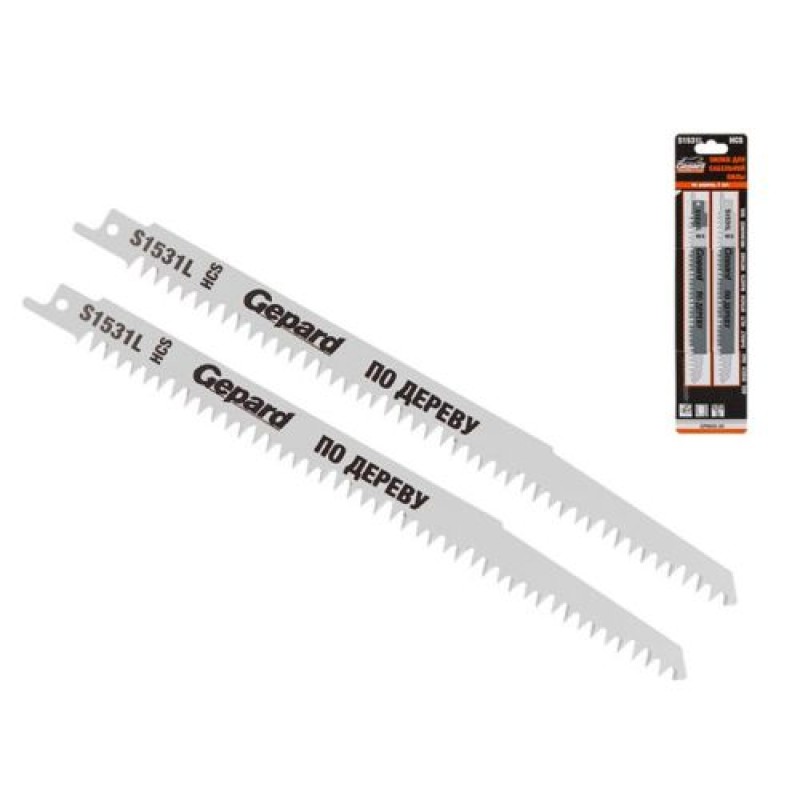 Пилка сабельная по дереву S1531L (2 шт.) Gepard (полотно для сабельной пилы, пропил прямой, грубый,
