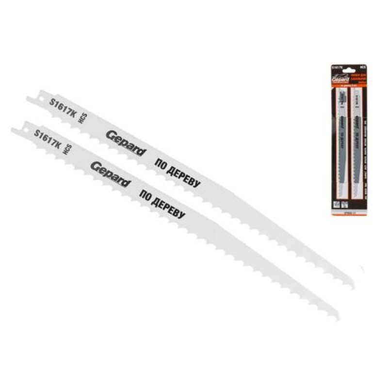Пилка сабельная по дереву S1617K (2 шт.) Gepard (полотно для сабельной пилы, пропил прямой, грубый,