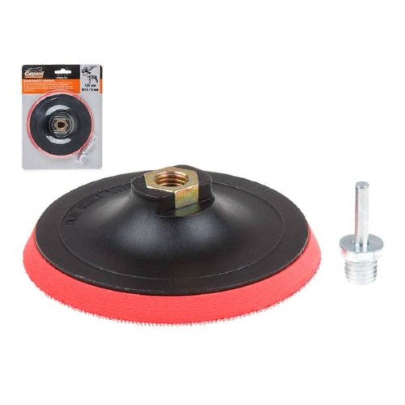 Шлифтарелка с липучкой 125мм 6мм/М14 Gepard (тарелка опорная для дрели и УШМ)