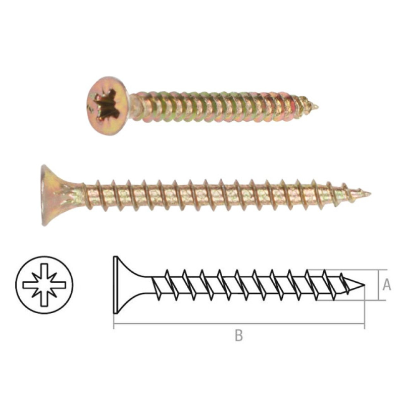 Шуруп универсальный 5.0х50 мм желтый цинк (300 шт. в упак.) Starfix