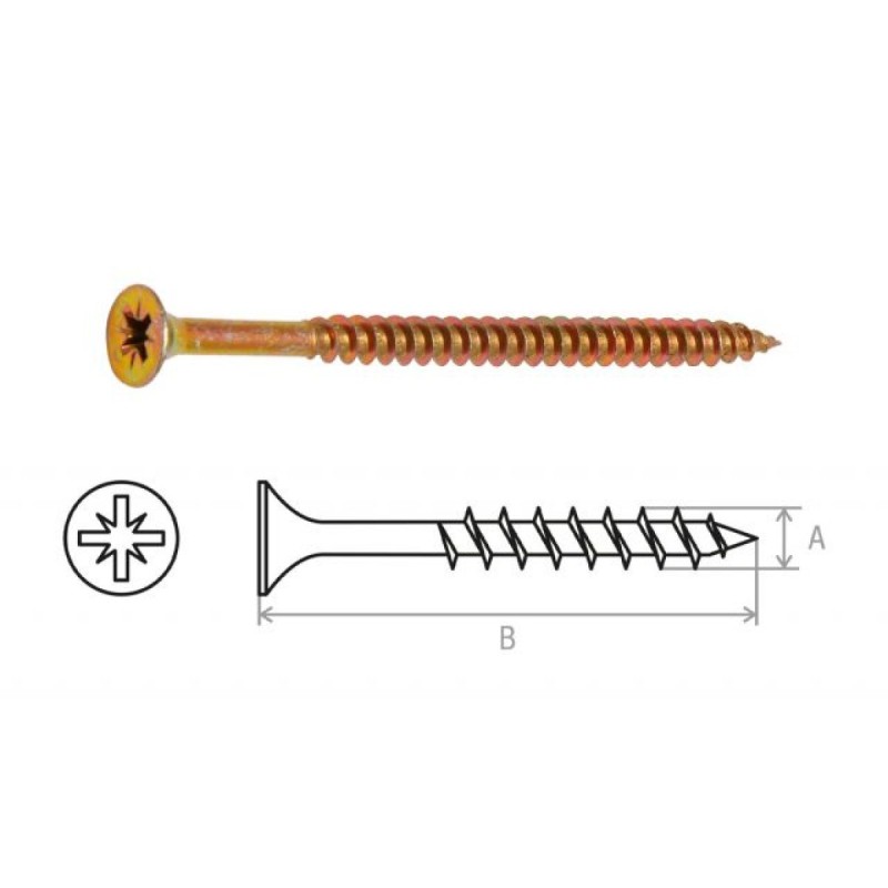 Шуруп универсальный 5.0х80 мм желтый цинк (250 шт. в упак.) Starfix