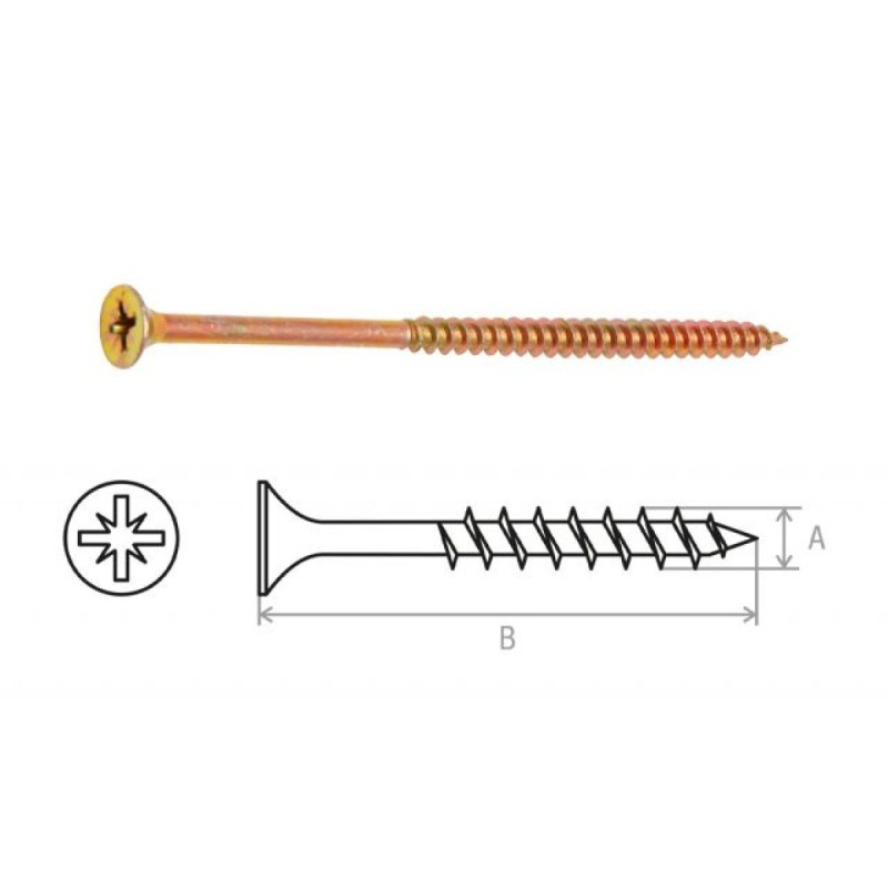 Шуруп универсальный 5.0х100 мм желтый цинк (200 шт. в упак.) Starfix