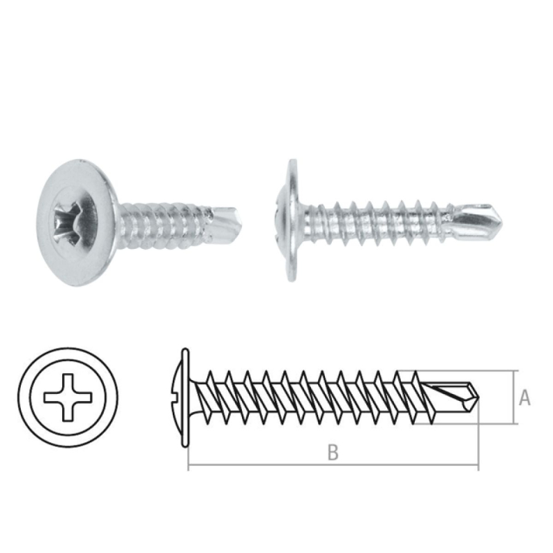Șurub 4,2x16mm cu șaibă presată, zinc, cu burghiu (1000 b. per cut.) Starfix