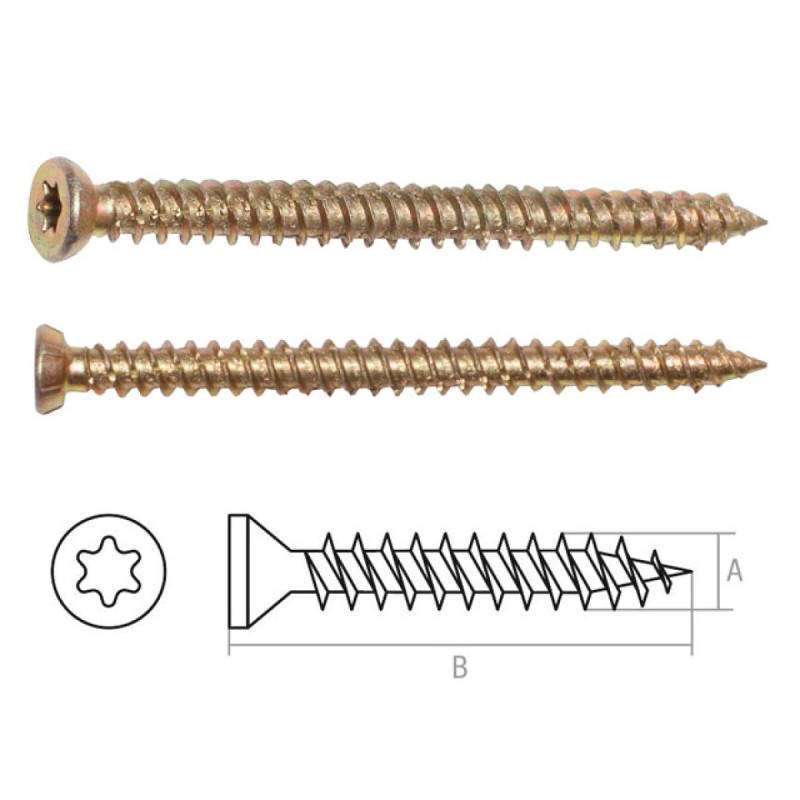 Шуруп по бетону 7.5х152 мм желтый цинк, T30 (100 шт. в упак.) Starfix