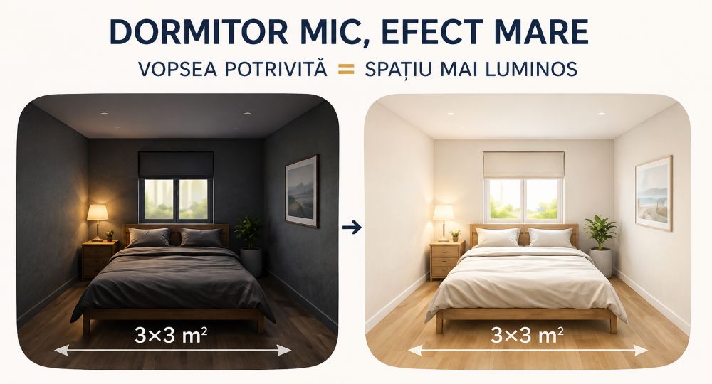 Vopsea interior pentru dormitor mic - idei design Chișinău Vopsea interior pentru dormitor mic - idei design Chișinău