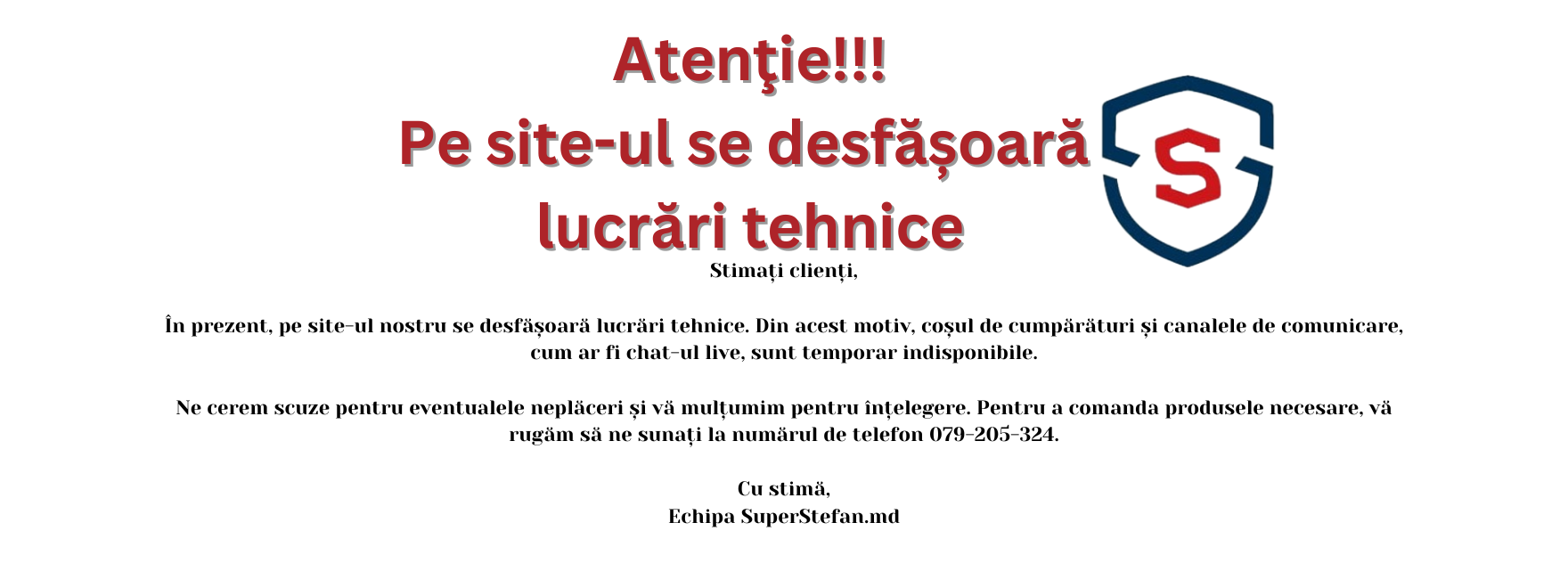 Pe site se desfășoară lucrări tehnice.