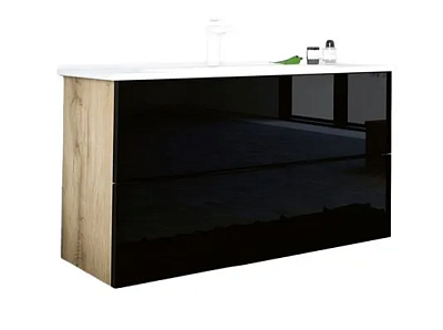 imagina Mobilier de baie ORKA Lucca 100 Legnano Blackglass  online magazin Super Ștefan