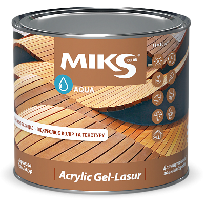  Gel-lazur acrilic MIKS COLOR sura,  0,8l online magazin Super Ștefan